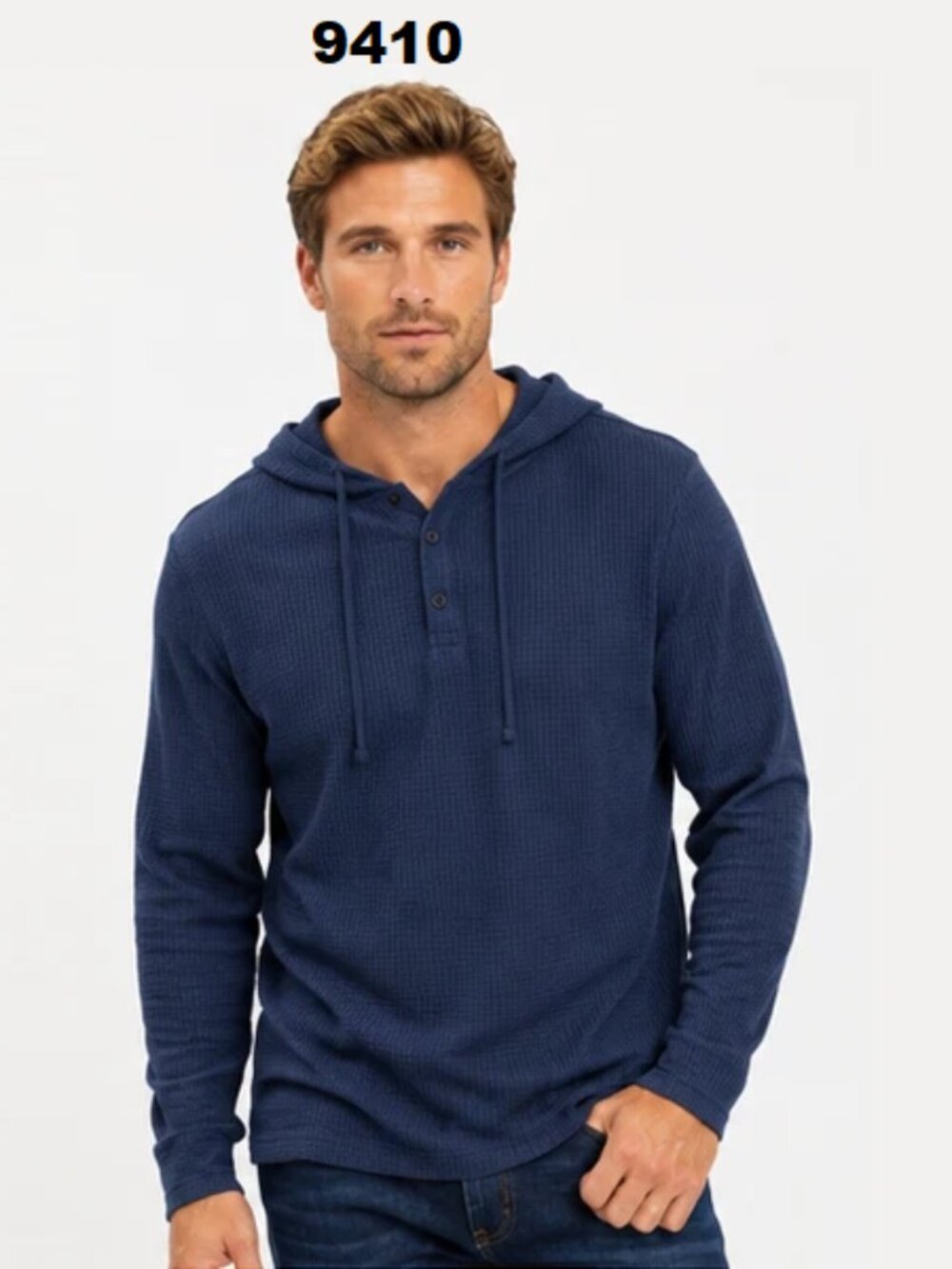 NWT The American Outdoorsman Men's Long-Sleeve Waffle Henley Thermal Hoodie